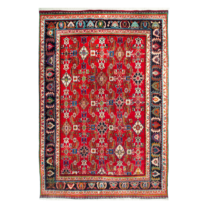 Authentic Persian Kashkoli 5'3" x 8'2" Hand-Knotted Red Wool Rug
