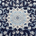 Cam Rugs: The center of a cream and blue Nain wool area rug, with a traditional floral motif design.