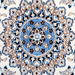 Cam Rugs: The center of a cream and blue Nain wool area rug, with a traditional floral motif design.