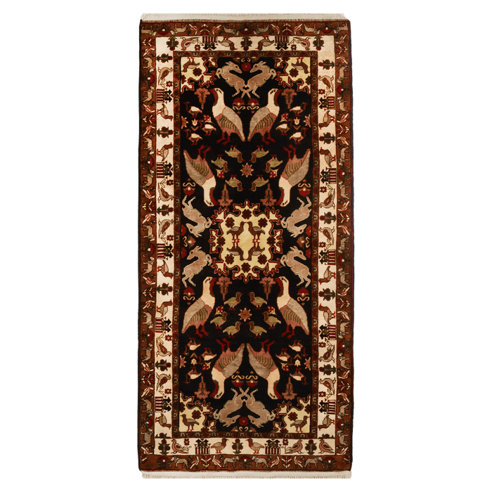 Authentic Persian Tribal Hamadan 3'3" X 7'2" Hand-Knotted Red Wool Rug