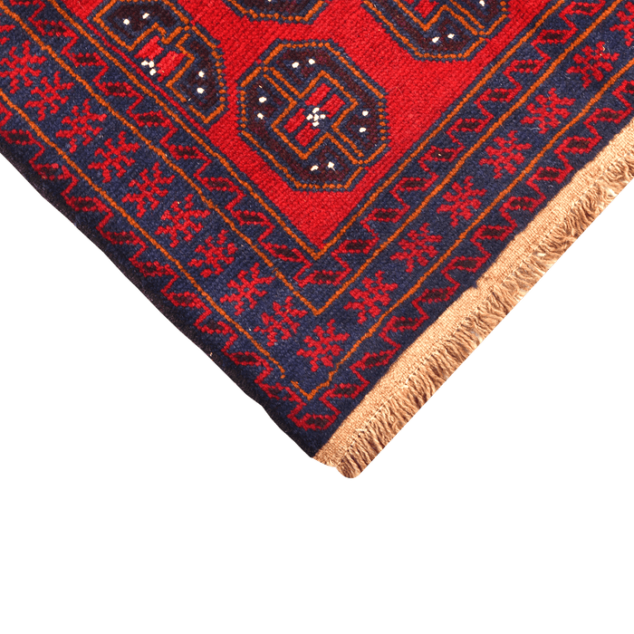 Authentic Baluch 2'9" x 4'5" Hand-Knotted Red Wool Rug