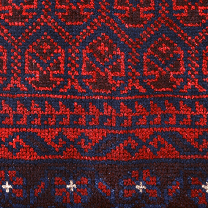 Authentic Baluch 2'8" x 4'6" Hand-Knotted Red Wool Rug