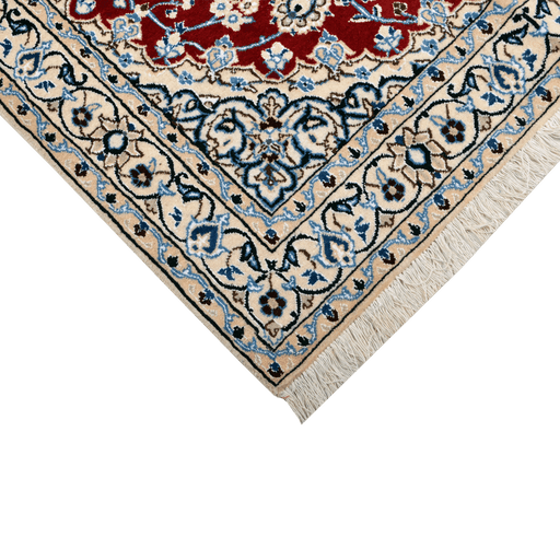 3x5 Blue Nain Wool & Silk Hand Knotted Persian Rug 