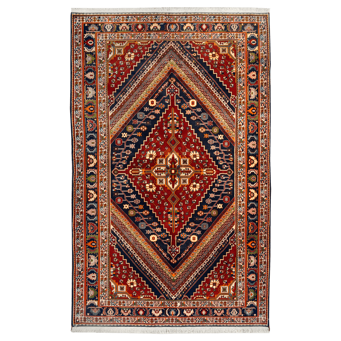 Authentic Persian Kashkoli 4'9" X 7'9" Hand-Knotted Red Wool Rug