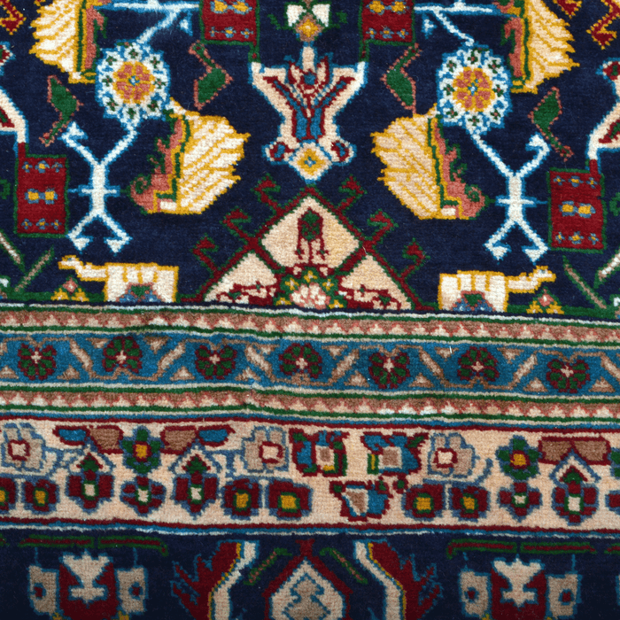 Authentic Persian Kashkoli 6'4" x 10' Hand-Knotted Black Wool Rug