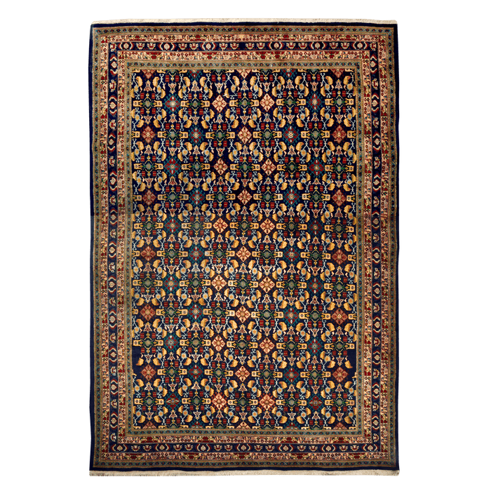 Authentic Persian Kashkoli 6'4" x 10' Hand-Knotted Black Wool Rug