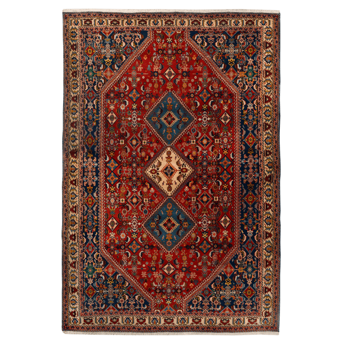 Authentic Persian Kashkoli 6'7" X 9'5' Hand-Knotted Red Wool Rug
