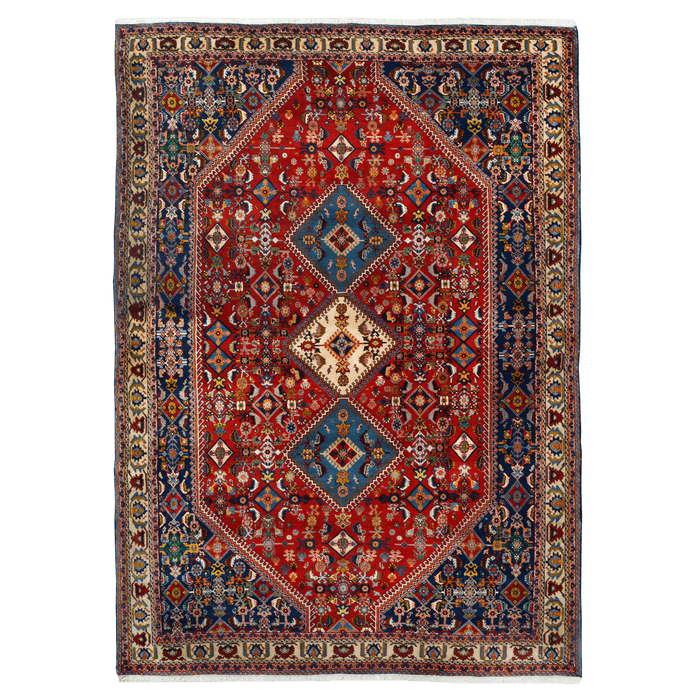 Authentic Persian Kashkoli 6'4" X 9'5" Hand-Knotted Red Wool Rug