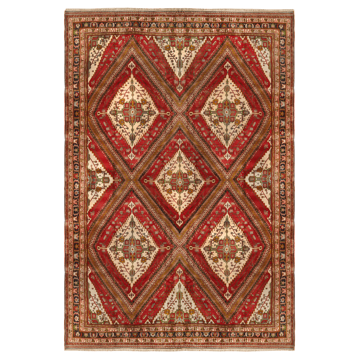 Authentic Palace Persian Kashkoli 12'8" X 18'3" Hand-Knotted Red Wool Rug