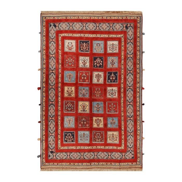 Authentic Tribal Kashkoli 4' x 6' Hand-Knotted Red Wool Rug