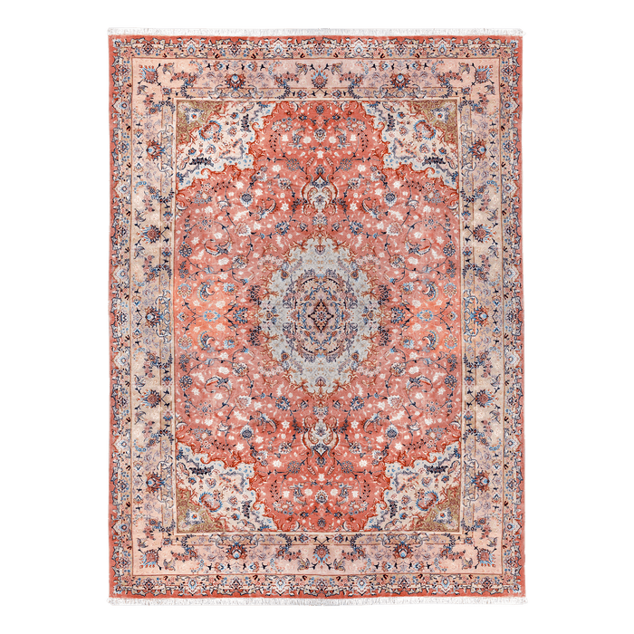 Authentic Palace Persian Tabriz 8' x 11'2" Hand-Knotted Pink Wool Rug