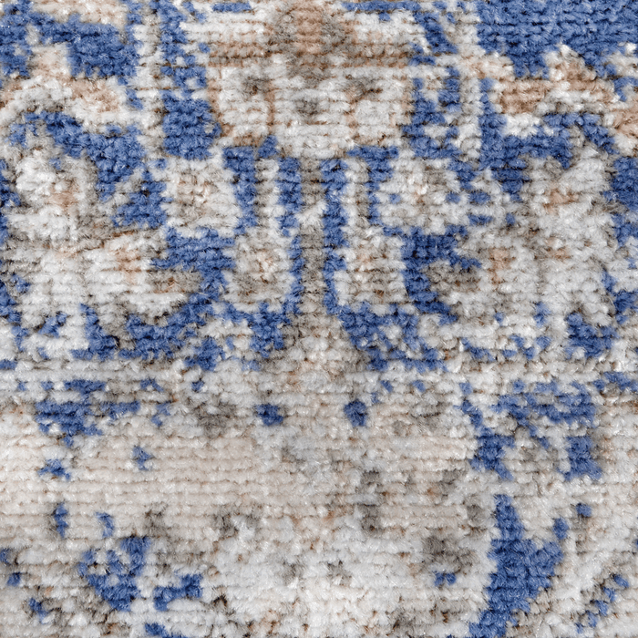 Cream And Blue Traditional Rug
