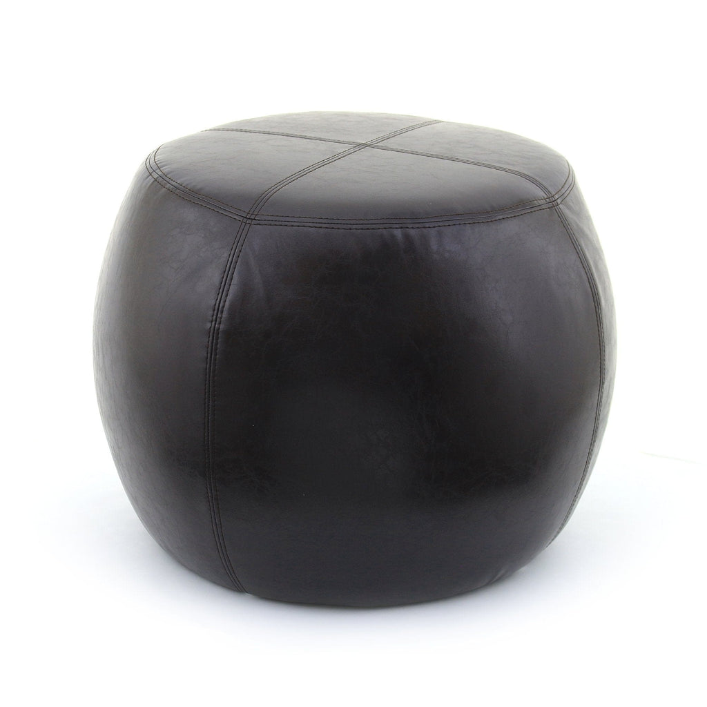 Avalon Faux Leather Pouf - Brown