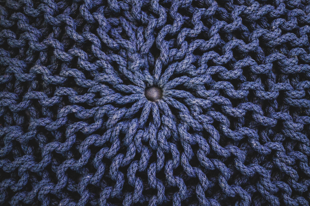 Chunky Knit Pouf - Blue - CAM Living