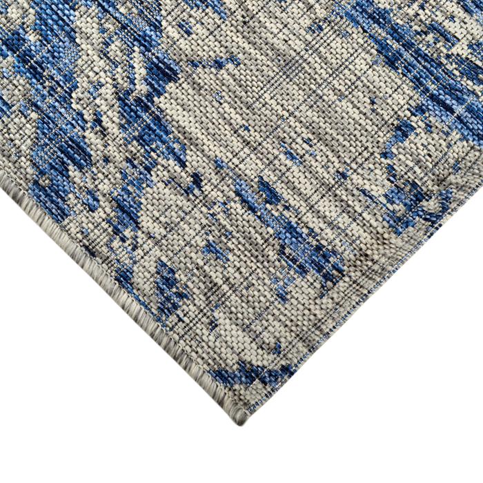 Illusion Blue Abstract Outdoor Rug