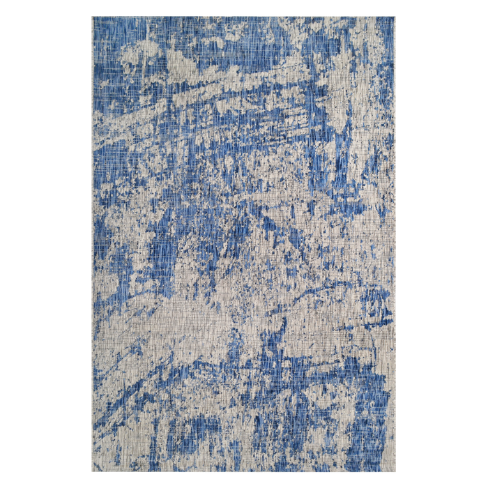 Illusion Blue Abstract Outdoor Rug
