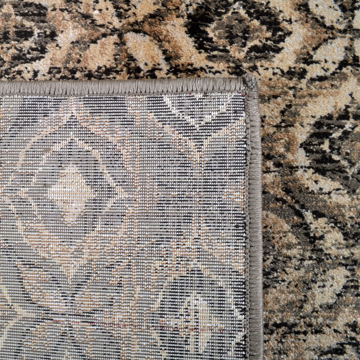 Back of a CamRugs.Ca brown distressed traditional area rug.