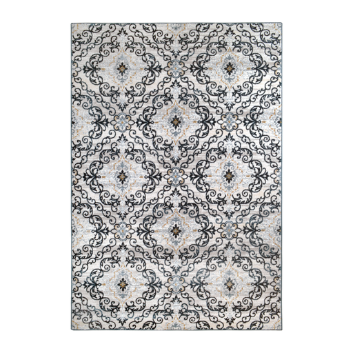 CamRugs.Ca cream and blue geometric traditional area rug.