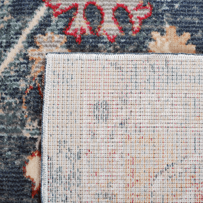 Back of a CamRugs.Ca multi-colour distressed traditional area rug.