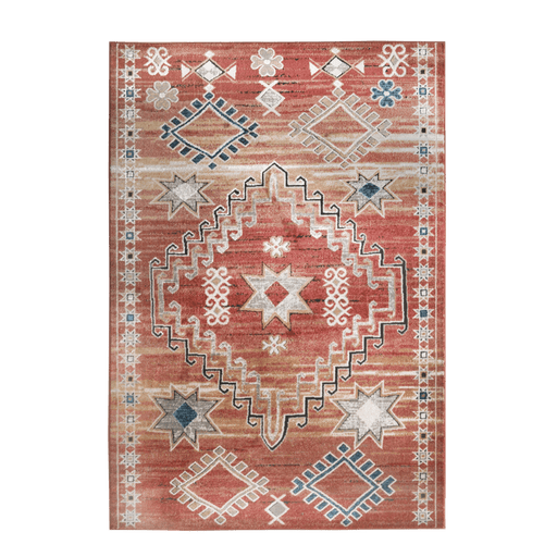 CamRugs red geometric traditional area rug.