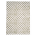 A green flat weave outdoor rug with geometric diamond designs.