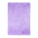 A solid lilac shag area rug.